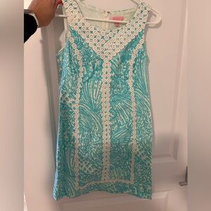 Lilly Pulitzer Turquoise and White Patterned Dress